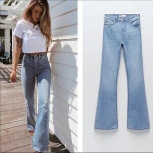ZARA Z1975 BACK SLIT FLARED JEANS